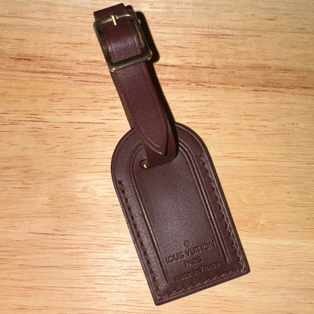 Louis Vuitton Dark Brown Leather Luggage Tag purse charm